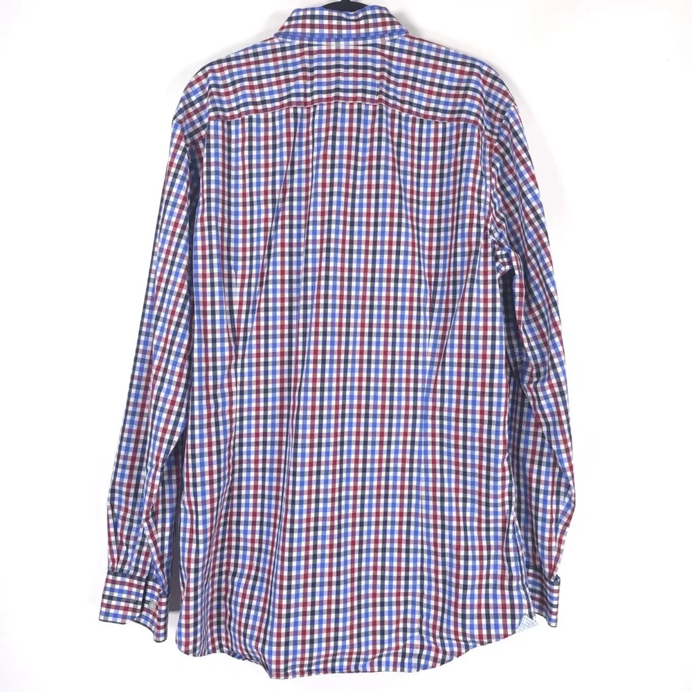 BANANA‎ REPUBLIC 120s SUPIMA COTTON GRANT FIT Plaid Multi Button up Shirt LARGE